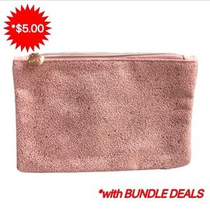 💚 *5/$25.00! Ipsy Glam Bag Pink Textured Makeup Cosmetic Bag *NEW